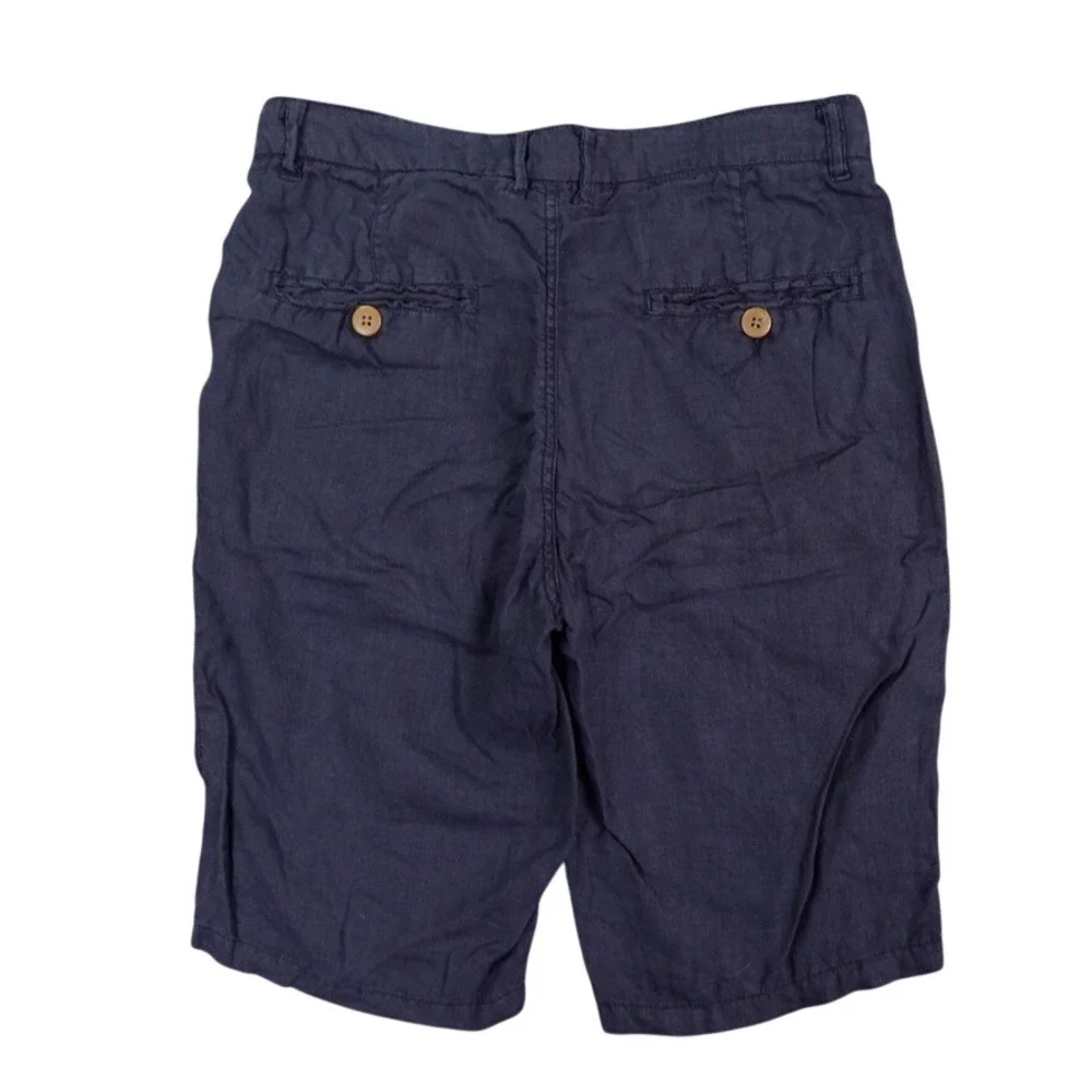 Zeta Linen Shorts Mens 30 Navy Blue Lightweight Summer Casual Italy Coastal